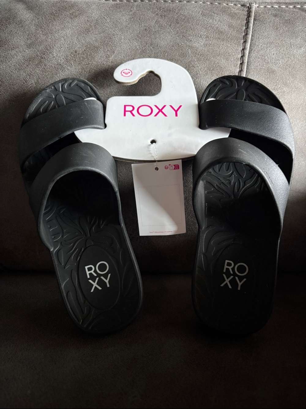 Roxy Black Double-Strap Slide Sandals